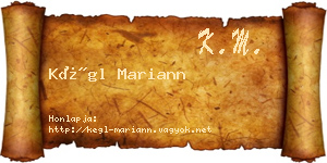 Kégl Mariann névjegykártya